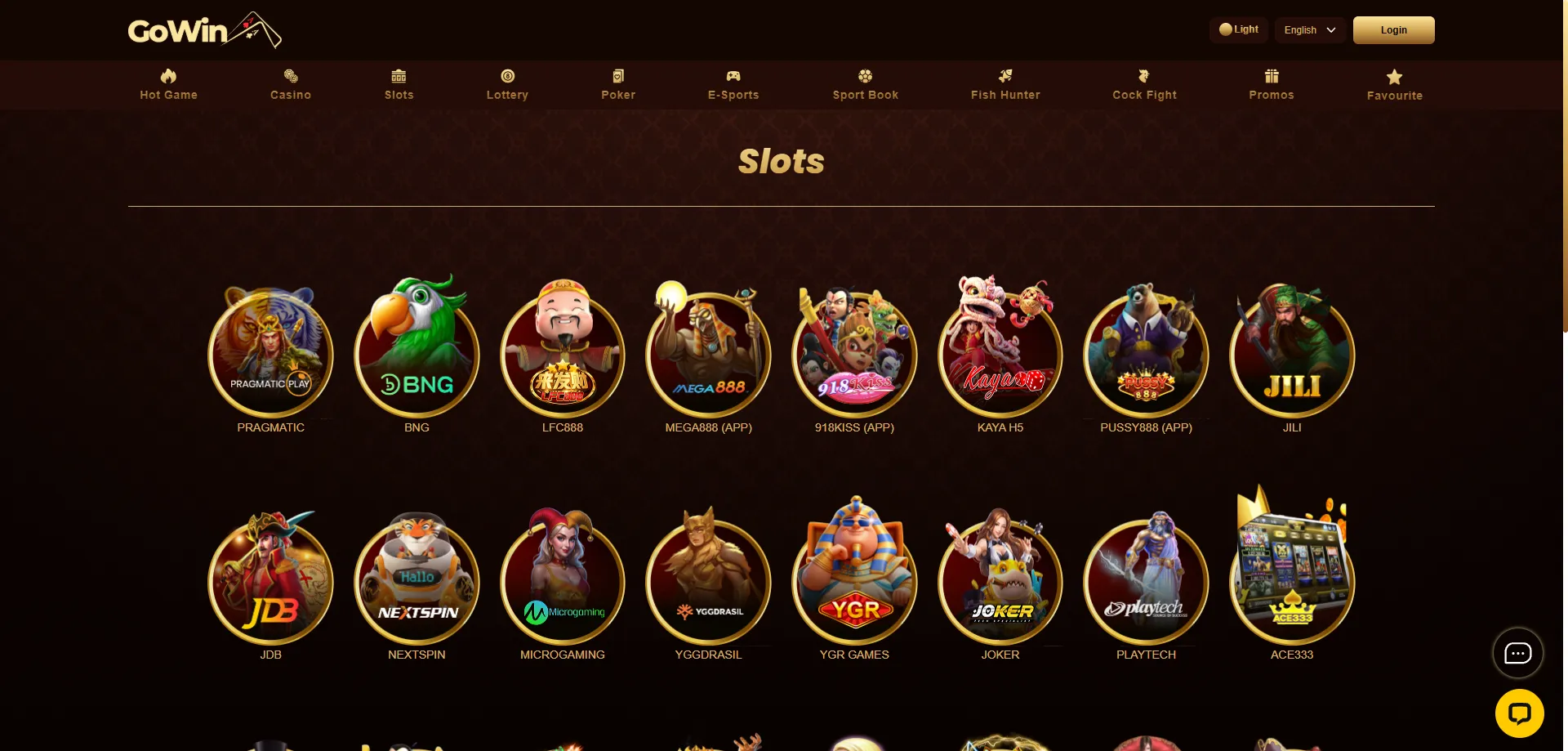 Gowin BD slot games library with over 1200 titles available